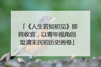 《人生若如初见》即将收官，以青年视角回望清末民初历史画卷