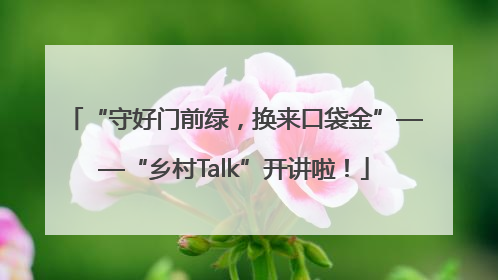 “守好门前绿，换来口袋金”——“乡村Talk”开讲啦！