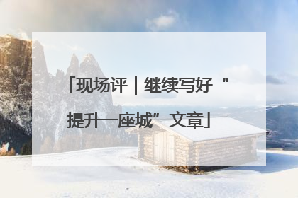 现场评｜继续写好“提升一座城”文章