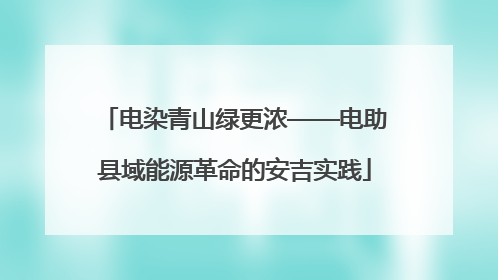 电染青山绿更浓——电助县域能源革命的安吉实践