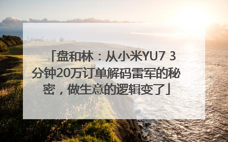 盘和林：从小米YU7 3分钟20万订单解码雷军的秘密，做生意的逻辑变了