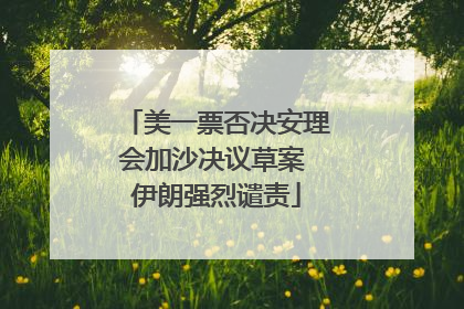 美一票否决安理会加沙决议草案 伊朗强烈谴责
