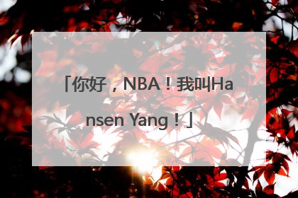 你好，NBA！我叫Hansen Yang！