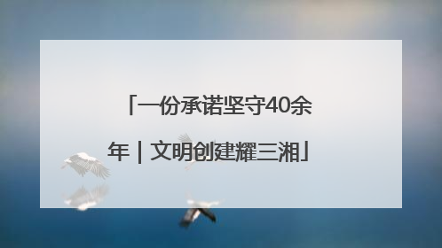 一份承诺坚守40余年｜文明创建耀三湘