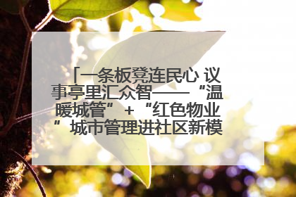 一条板凳连民心 议事亭里汇众智——“温暖城管”+“红色物业”城市管理进社区新模式绘就城市管理社区治理新画卷