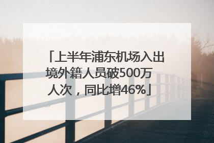 上半年浦东机场入出境外籍人员破500万人次，同比增46%