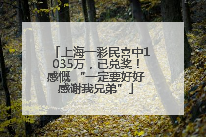 上海一彩民喜中1035万，已兑奖！感慨 “一定要好好感谢我兄弟”