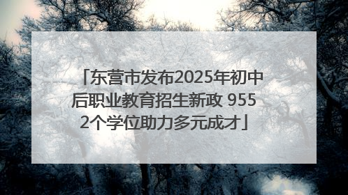 东营市发布2025年初中后职业教育招生新政 9552个学位助力多元成才