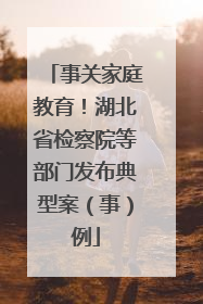 事关家庭教育！湖北省检察院等部门发布典型案（事）例