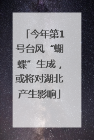 今年第1号台风“蝴蝶”生成，或将对湖北产生影响