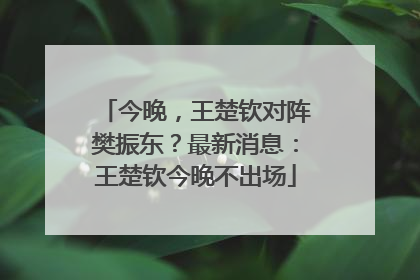 今晚，王楚钦对阵樊振东？最新消息：王楚钦今晚不出场