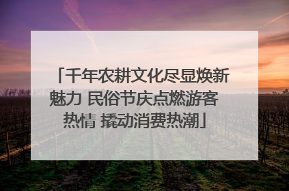 千年农耕文化尽显焕新魅力 民俗节庆点燃游客热情 撬动消费热潮