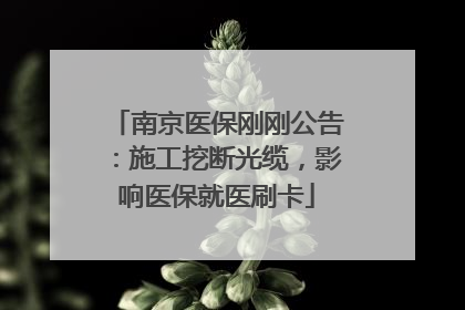 南京医保刚刚公告：施工挖断光缆，影响医保就医刷卡