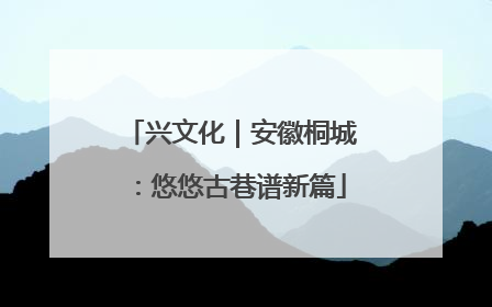 兴文化｜安徽桐城：悠悠古巷谱新篇