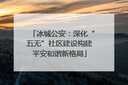 冰城公安：深化“五无”社区建设构建平安和谐新格局