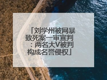 刘学州被网暴致死案一审宣判：两名大V被判构成名誉侵权