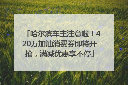 哈尔滨车主注意啦！420万加油消费券即将开抢，满减优惠享不停