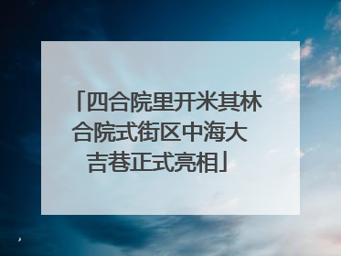 四合院里开米其林 合院式街区中海大吉巷正式亮相