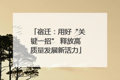 宿迁：用好“关键一招” 释放高质量发展新活力