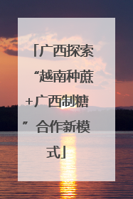 广西探索“越南种蔗+广西制糖”合作新模式