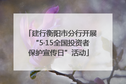 建行衡阳市分行开展“5·15全国投资者保护宣传日”活动