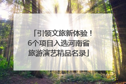 引领文旅新体验！6个项目入选河南省旅游演艺精品名录