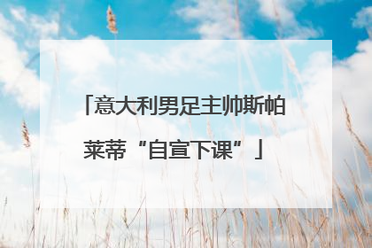 意大利男足主帅斯帕莱蒂“自宣下课”