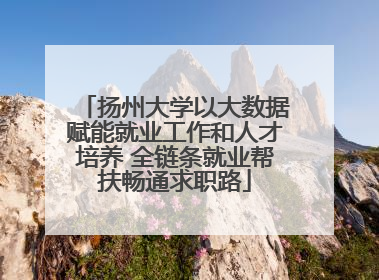 扬州大学以大数据赋能就业工作和人才培养 全链条就业帮扶畅通求职路
