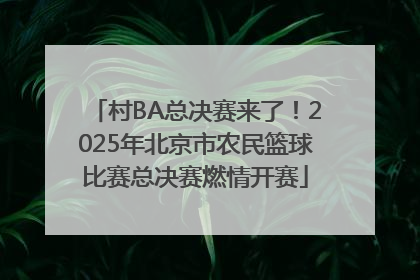 村BA总决赛来了！2025年北京市农民篮球比赛总决赛燃情开赛