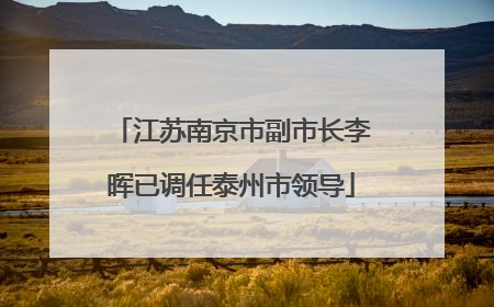 江苏南京市副市长李晖已调任泰州市领导