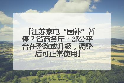 江苏家电“国补”暂停？省商务厅：部分平台在整改或升级，调整后可正常使用