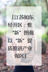江苏如东经开区：惟“新”图强以“新”提质推进产业强区