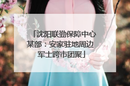 沈阳联勤保障中心某部：安家驻地周边 军士跨市团聚