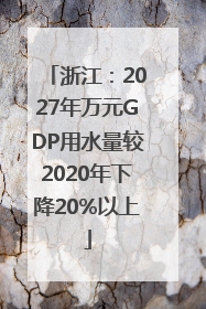 浙江：2027年万元GDP用水量较2020年下降20%以上