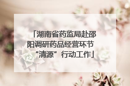 湖南省药监局赴邵阳调研药品经营环节“清源”行动工作