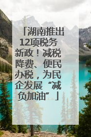 湖南推出12项税务新政！减税降费、便民办税，为民企发展“减负加油”