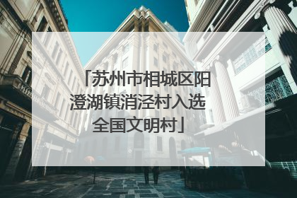 苏州市相城区阳澄湖镇消泾村入选全国文明村