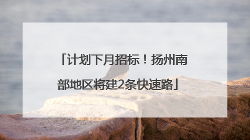 计划下月招标！扬州南部地区将建2条快速路
