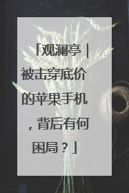 观澜亭｜被击穿底价的苹果手机，背后有何困局？