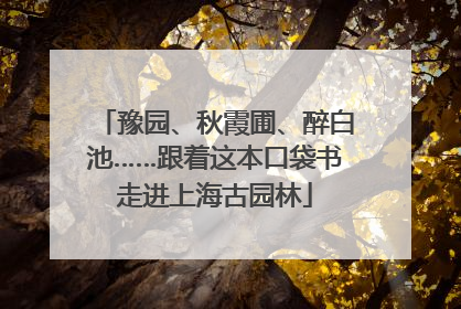 豫园、秋霞圃、醉白池……跟着这本口袋书走进上海古园林