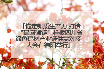 锚定新质生产力 打造“建圈强链”样板四川省绿色建材产业链供需对接大会在德阳举行