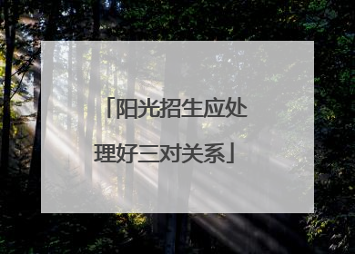 阳光招生应处理好三对关系