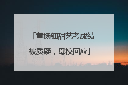 黄杨钿甜艺考成绩被质疑，母校回应