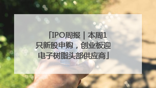 IPO周报｜本周1只新股申购，创业板迎电子树脂头部供应商