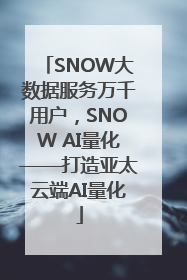 SNOW大数据服务万千用户，SNOW AI量化——打造亚太云端AI量化